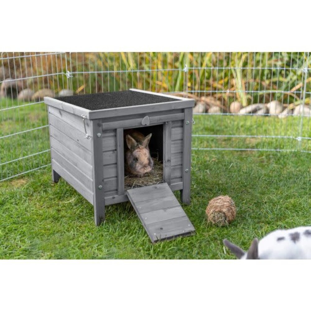 Trixie Houten Schuilhuis voor buiten - Grenenhout - 42x43x51 cm - Grijs
