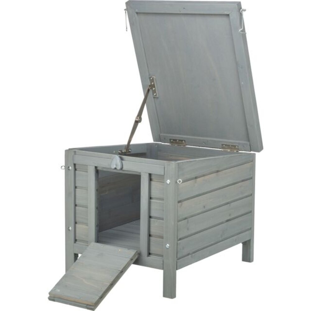 Trixie Houten Schuilhuis voor buiten - Grenenhout - 42x43x51 cm - Grijs