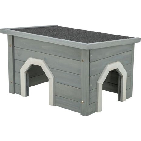 Trixie Natura Houten Schuilhuis - Grenenhout - Grijs met Wit - 50x30x37 cm