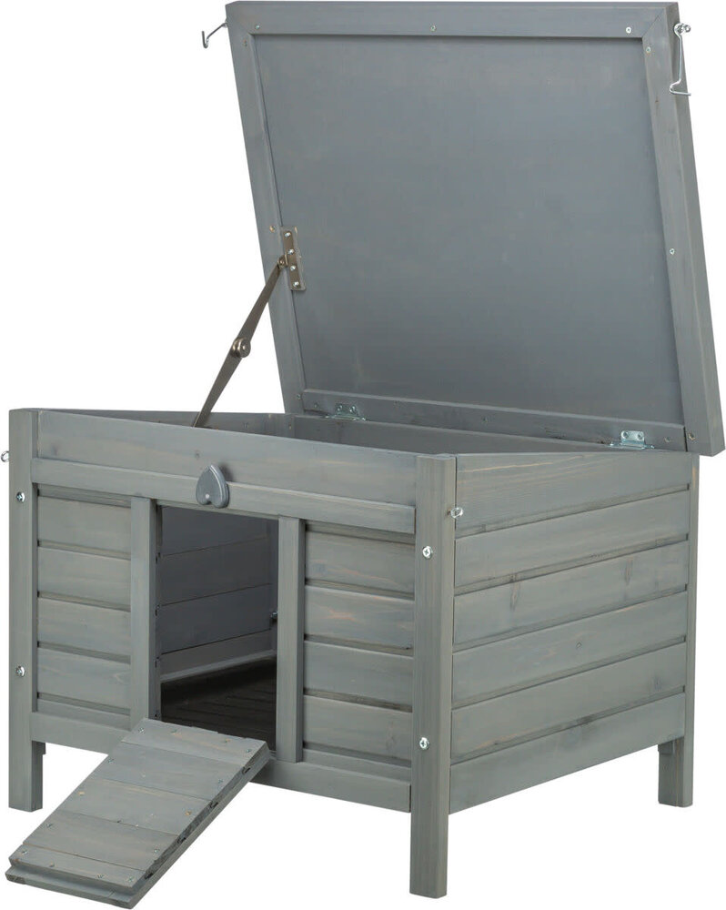 Trixie Houten Schuilhuis voor buiten - Grenenhout - 60x47x50 cm - Grijs