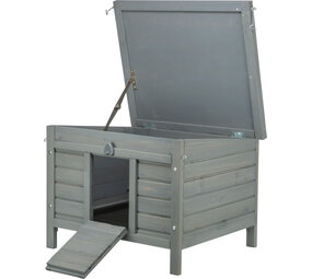 Trixie Houten Schuilhuis voor buiten - Grenenhout - 60x47x50 cm - Grijs