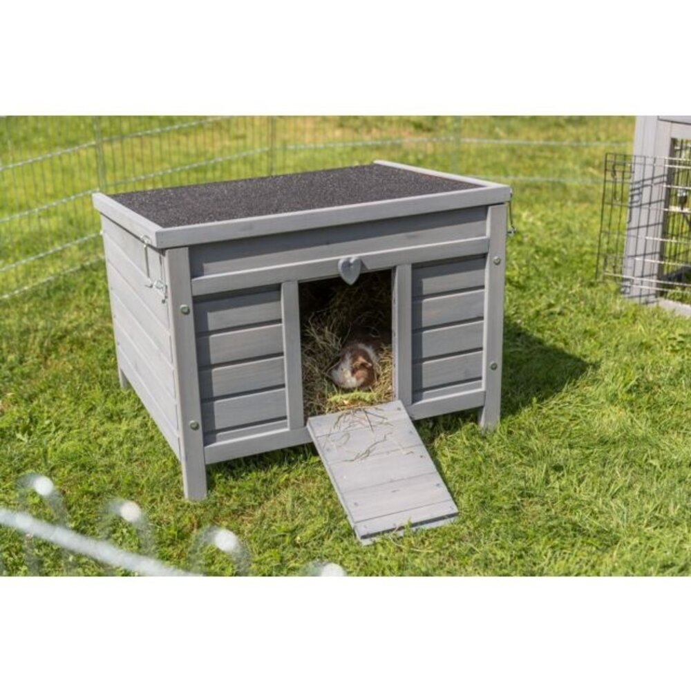 Trixie Houten Schuilhuis voor buiten - Grenenhout - 60x47x50 cm - Grijs