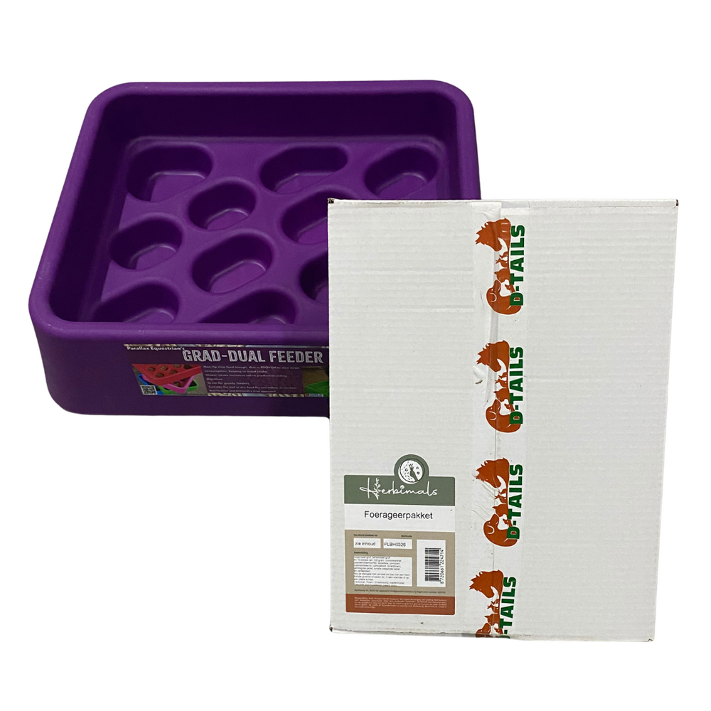 COMBIDEAL Grad-Dual Feeder - Foerageer Voerbak met Herbimals Foerageerpakket - Paard