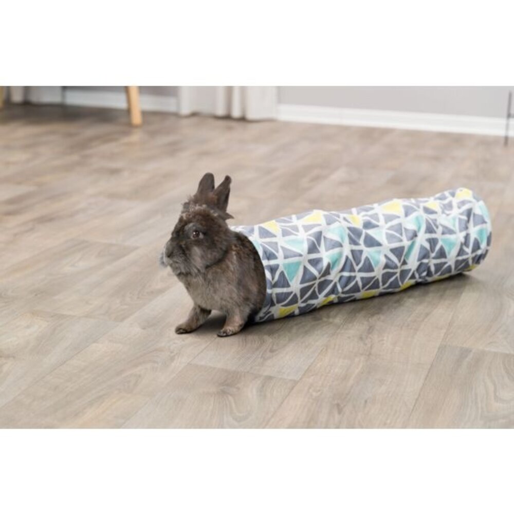 Trixie Trixie Pluche Relax Tunnel Sunny - ø 19x70 cm - Grijs met print