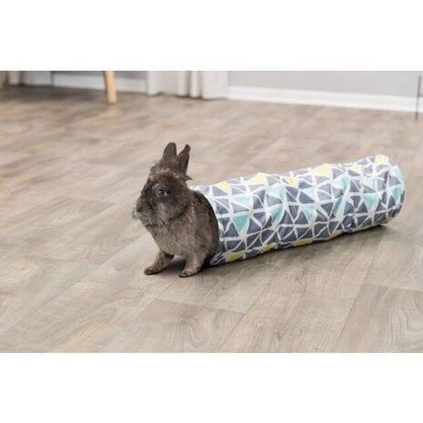 Trixie Trixie Pluche Relax Tunnel Sunny - ø 19x70 cm - Grijs met print