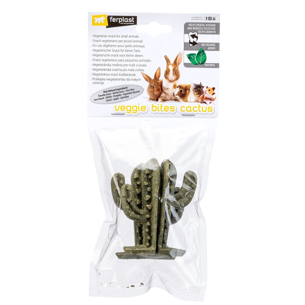 Ferplast Eetbare Cactus - 7,2 x 2,8 x 9,2 cm - Veggie Bites Cactus - 2 stuks Ferplast Eetbare Cactus - 7,2 x 2,8 x 9,2 cm - Veggie Bites Cactus - 2 stuks