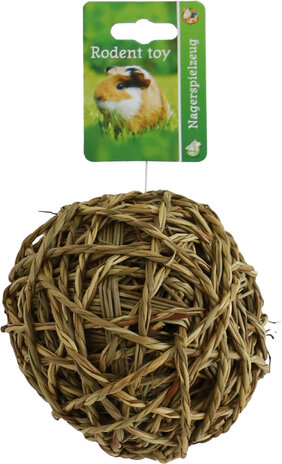 Gebr. de Boon Boon Zeegras Bal met Bel - Natural Sea grass Fun Ball - 14 cm - voor konijnen en knaagdieren Gebr. de Boon Boon Zeegras Bal met Bel - Natural Sea grass Fun Ball - 14 cm - voor konijnen en knaagdieren