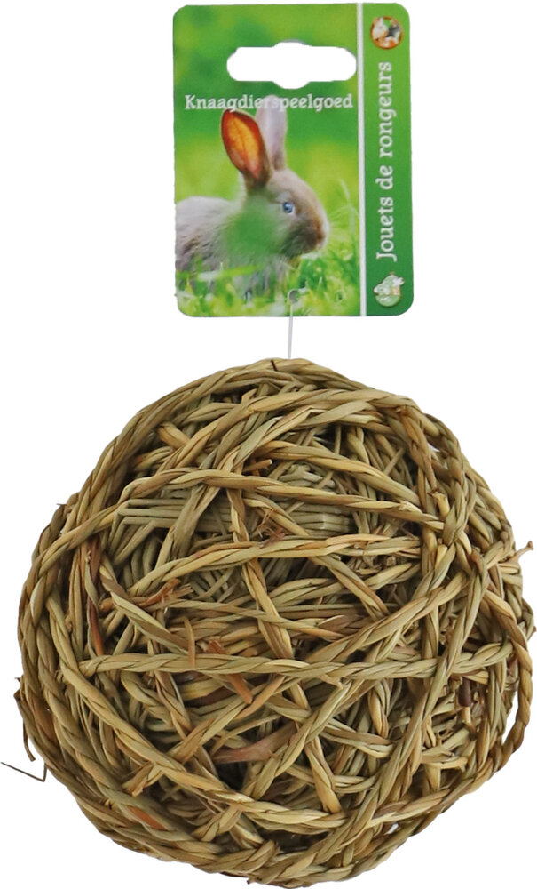Gebr. de Boon Boon Zeegras Bal met Bel - Natural Sea grass Fun Ball - 14 cm - voor konijnen en knaagdieren Gebr. de Boon Boon Zeegras Bal met Bel - Natural Sea grass Fun Ball - 14 cm - voor konijnen en knaagdieren