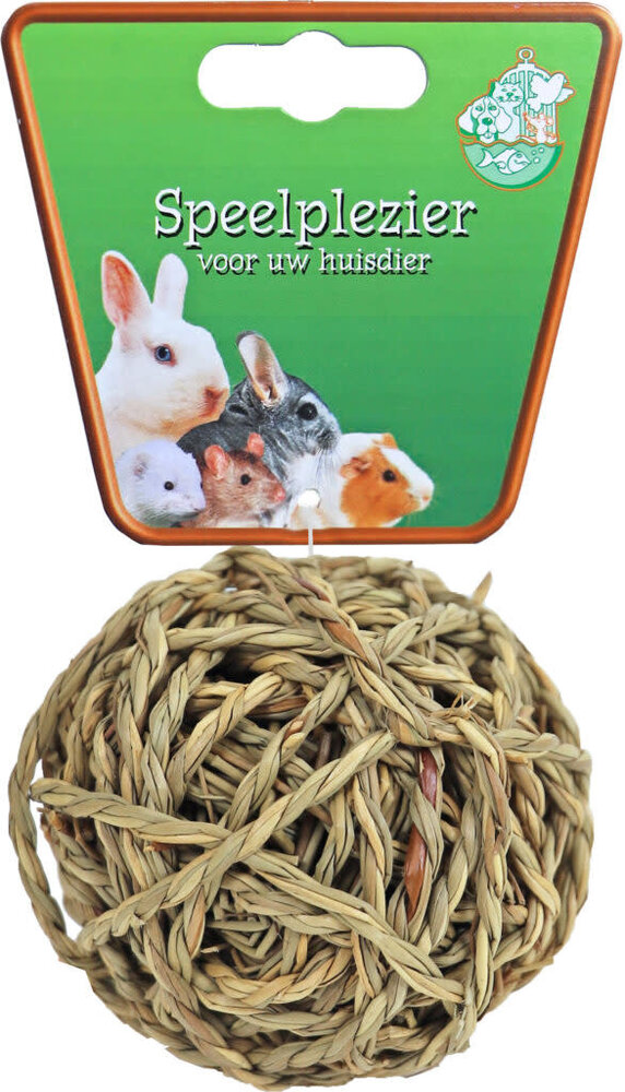 Gebr. de Boon Boon Zeegras Bal met Bel - Natural Sea grass Fun Ball - 10 cm - voor konijnen en knaagdieren Gebr. de Boon Boon Zeegras Bal met Bel - Natural Sea grass Fun Ball - 10 cm - voor konijnen en knaagdieren