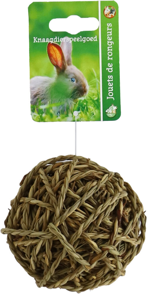 Gebr. de Boon Boon Zeegras Bal met Bel - Natural Sea grass Fun Ball - 10 cm - voor konijnen en knaagdieren Gebr. de Boon Boon Zeegras Bal met Bel - Natural Sea grass Fun Ball - 10 cm - voor konijnen en knaagdieren