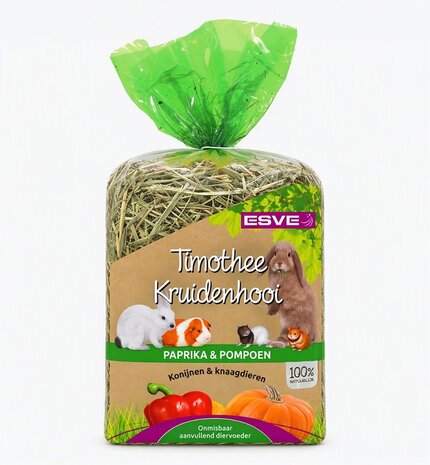 ESVE Esve Timothy Hay - Paprika en Pompoen - 600 gram ESVE Esve Timothy Hay - Paprika en Pompoen - 600 gram