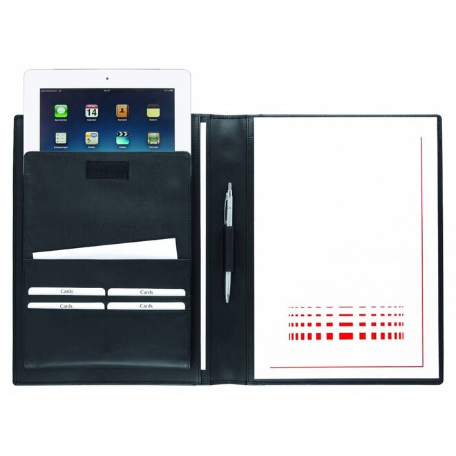 Lederen A4 schrijfmap met apart Tablet vak