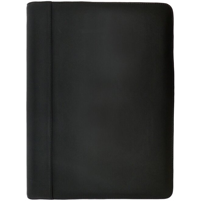 Lederen schrijfmap A4 met ringband, schrijfblok en ritssluiting, geschikt voor linkshandigen