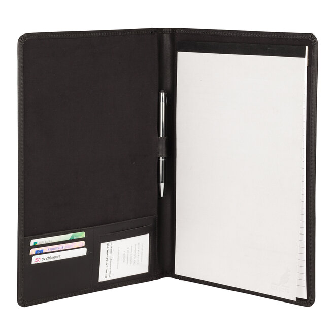 Lederen Zwarte schrijfmap A4 - kleur Zwart