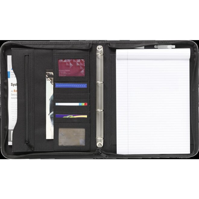 A4 schrijfmap van kunstleer met rits en ringband
