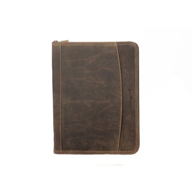 Leren schrijfmap A4 met ritssluiting