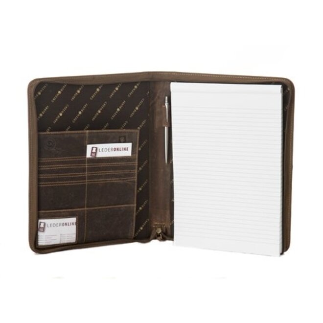 Leren schrijfmap A4 met ritssluiting