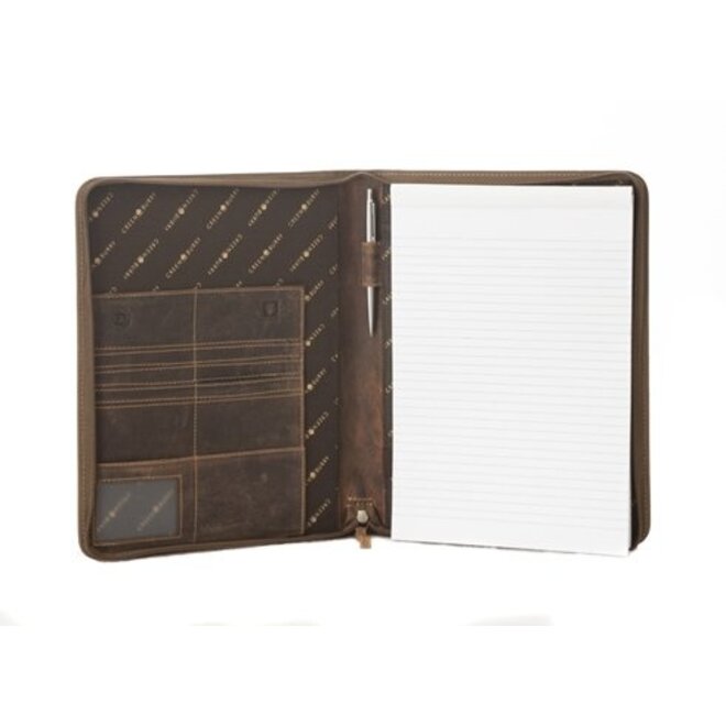 Leren schrijfmap A4 met ritssluiting