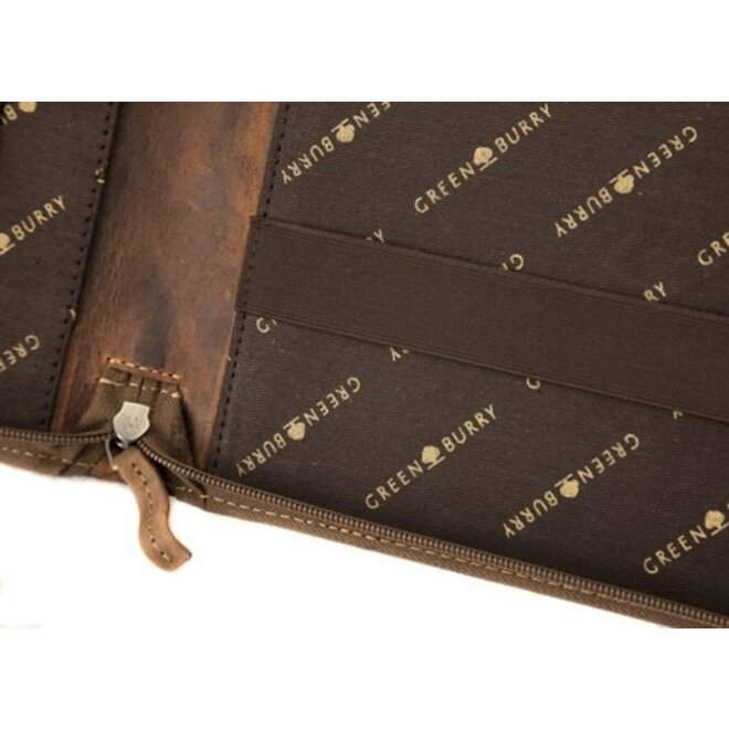 Leren schrijfmap A4 met ritssluiting