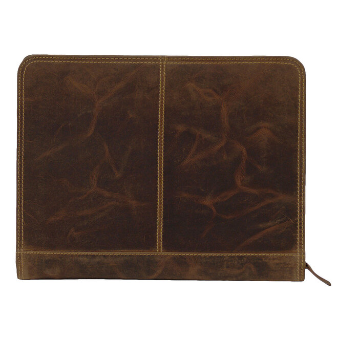 Leren schrijfmap A4 met ritssluiting