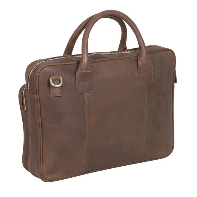 Laptoptas plantaardig gelooid leer 2-vaks 15" Bell