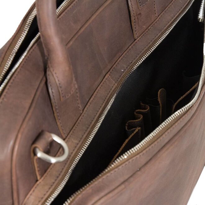 Laptoptas plantaardig gelooid leer 2-vaks 15" Bell