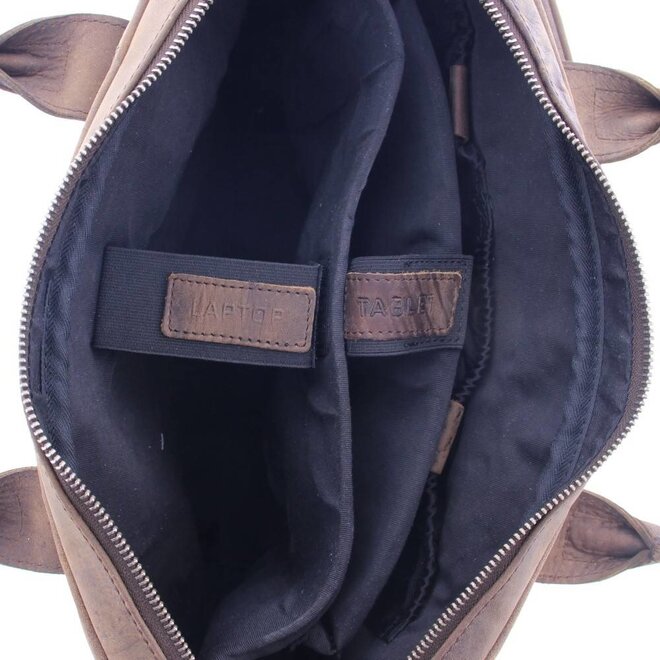 Laptoptas plantaardig gelooid leer 2-vaks 15" Bell