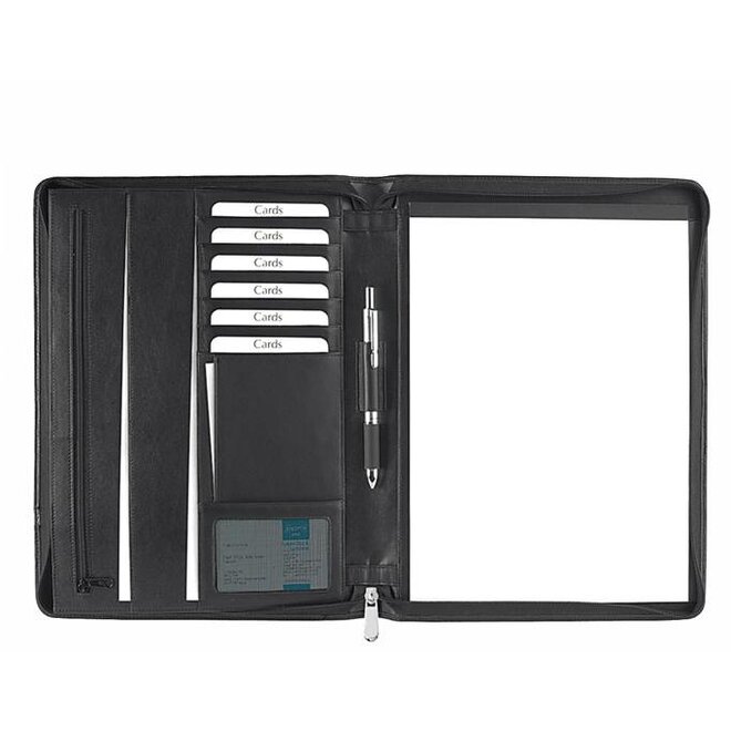 Lederen schrijfmap A4 met ritssluiting