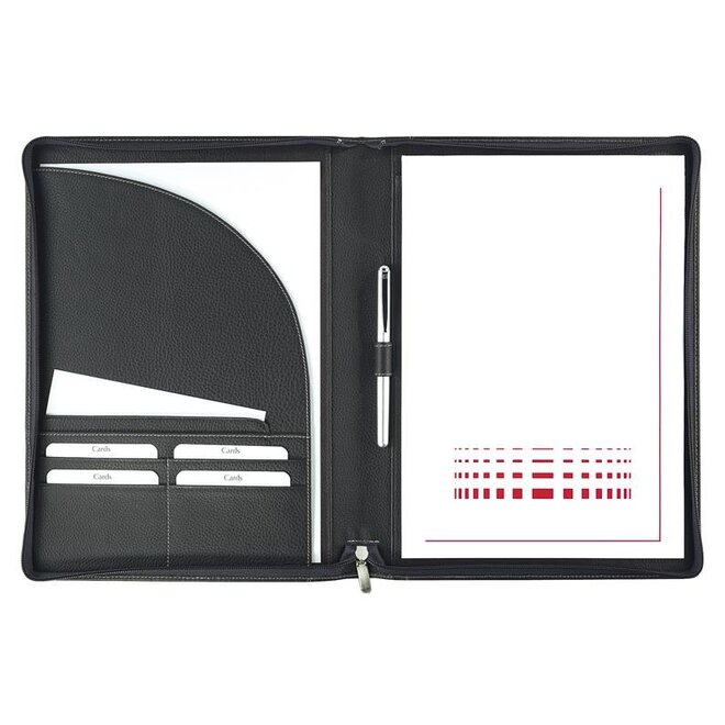 Leren schrijfmap A4 met ritssluiting en schrijfblok