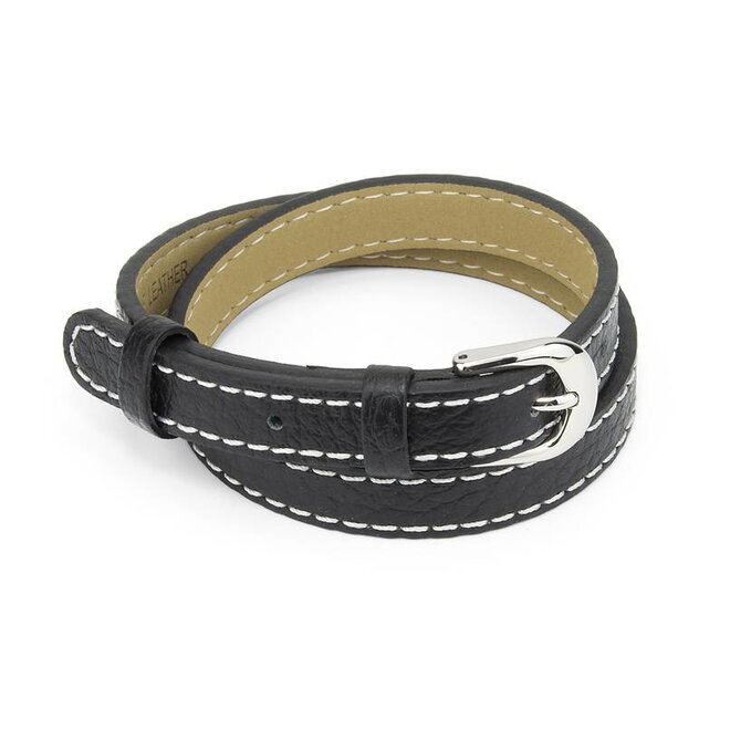 Leren wikkelarmband met nikkelvrije gesp