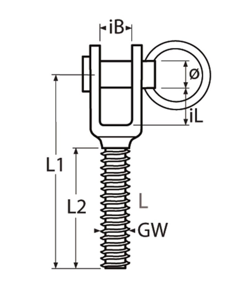 Marinetech Marinetech | Gaffel | RVS | Uitwendig Draad | M8 | Links Marinetech Marinetech | Gaffel | RVS | Uitwendig Draad | M8 | Links