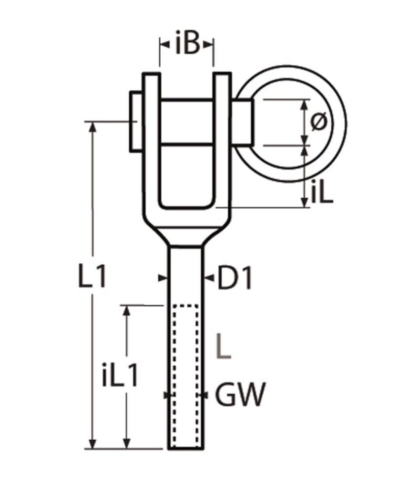 Marinetech Marinetech | Gaffel RVS | Inwendig Draad | M8 | Links