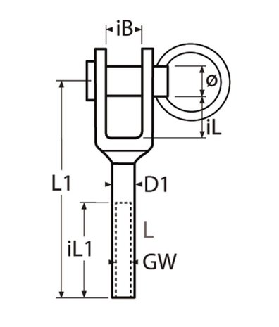 Marinetech Marinetech | Gaffel RVS | Inwendig Draad | M8 | Links