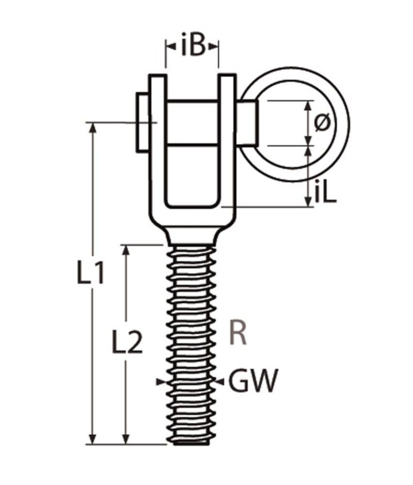 Marinetech Marinetech | Gaffel | RVS | Uitwendig Draad | M8 | Rechts Marinetech Marinetech | Gaffel | RVS | Uitwendig Draad | M8 | Rechts