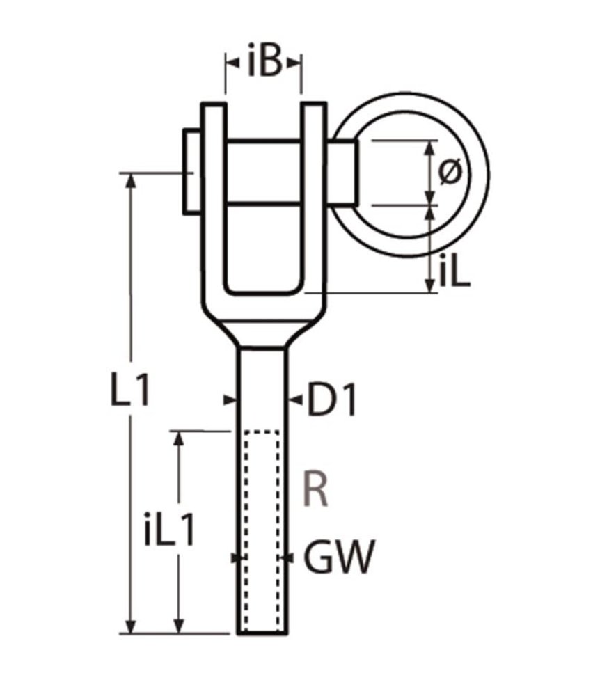 Marinetech Marinetech | Gaffel | RVS | Inwendig Draad | M8 | Rechts Marinetech Marinetech | Gaffel | RVS | Inwendig Draad | M8 | Rechts