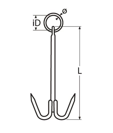Marinetech Marinetech | Anker | Werp | 1,0 kg | Lengte 240 mm | RVS | Met ring voor harpsluiting Marinetech Marinetech | Anker | Werp | 1,0 kg | Lengte 240 mm | RVS | Met ring voor harpsluiting