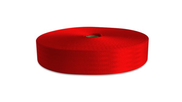 Veiligheidsgordelband / Autogordelband | 11-Baans geweven | Rood | 48 mm | Rol 100 meter