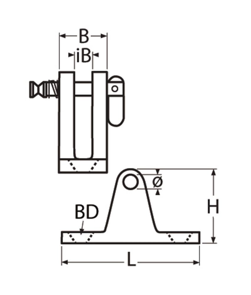 Marinetech Marinetech | Dekplaat | 90 graden | met borgpen Marinetech Marinetech | Dekplaat | 90 graden | met borgpen