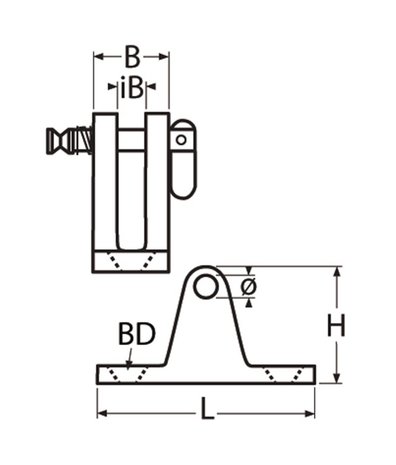 Marinetech Marinetech | Dekplaat | 90 graden | met borgpen Marinetech Marinetech | Dekplaat | 90 graden | met borgpen