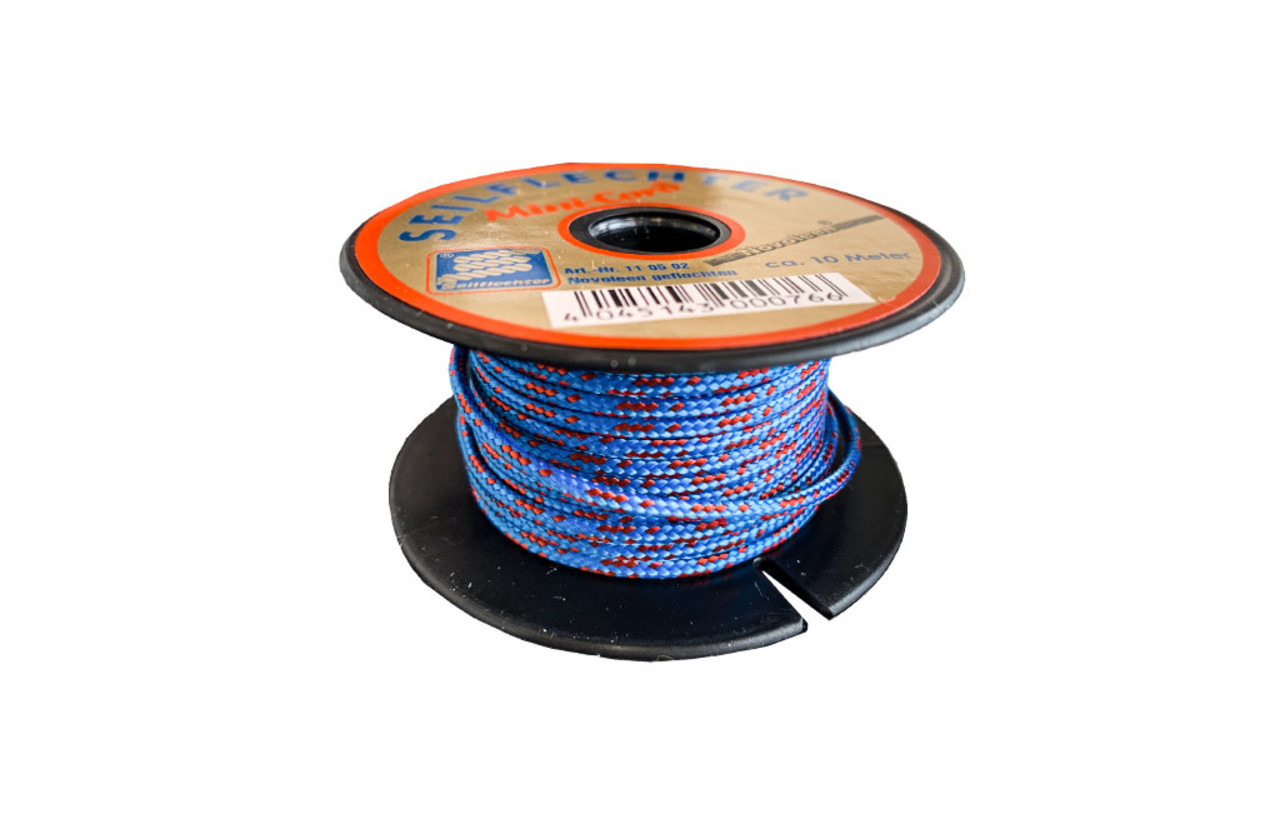 Seilflechter Seilflechter | Touw | 2 mm | Minicord Novoleen | Spoel 10 m | 255 daN | Blauw-Rood