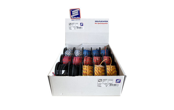 Seilflechter Seilflechter | Touw | 2 mm | Minicord Novoleen | Spoel 10 m | 255 daN | Rood-Groen-Blauw