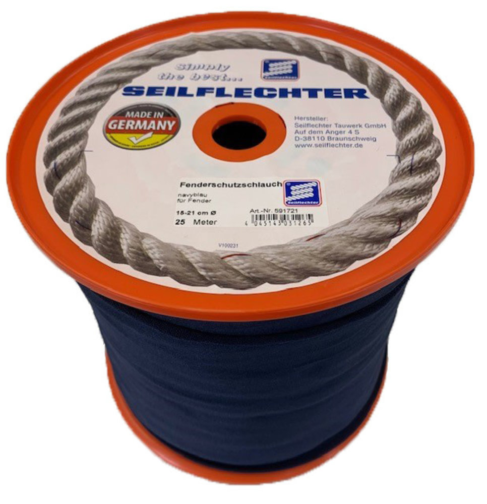 Seilflechter Seilflechter | Fender / Stootwil hoes op rol | voor diameter 15 - 21 cm | Navy Blue | Prijs per meter Seilflechter Seilflechter | Fender / Stootwil hoes op rol | voor diameter 15 - 21 cm | Navy Blue | Prijs per meter