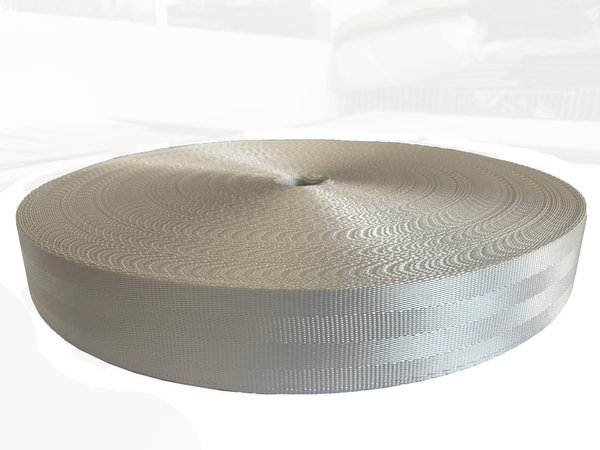 Polyesterband | 4-Baans geweven | Wit | 48 mm | Rol 100 meter