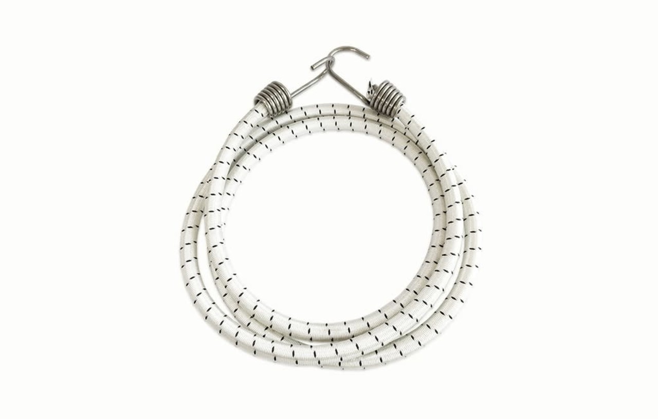Shockcord / Elastiek | 6 mm | Wit | 2 RVS Spinhaken | 50 cm Shockcord / Elastiek | 6 mm | Wit | 2 RVS Spinhaken | 50 cm