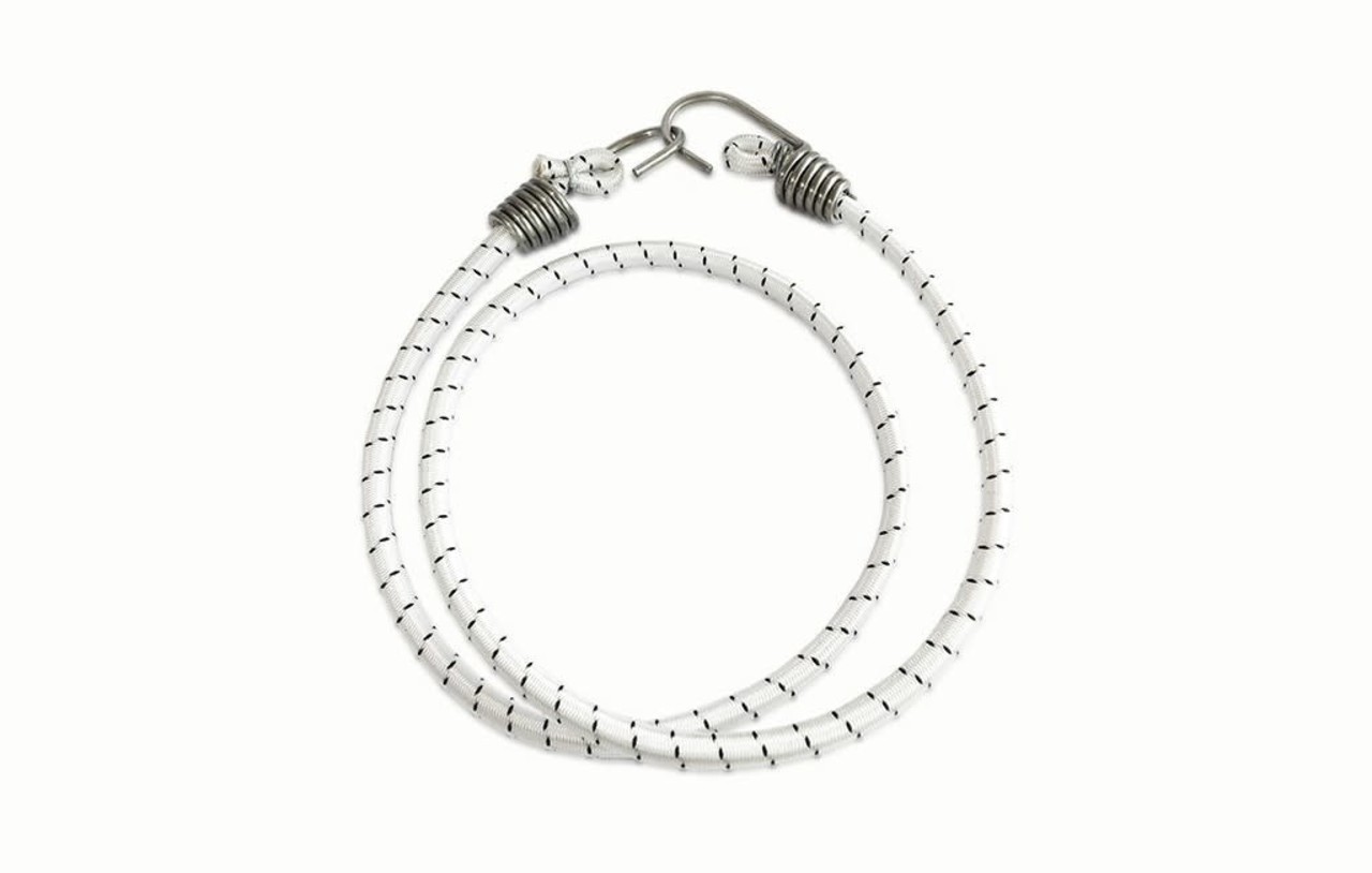 Shockcord / Elastiek | 8 mm | Wit | 2 RVS Spinhaken | 100 cm Shockcord / Elastiek | 8 mm | Wit | 2 RVS Spinhaken | 100 cm