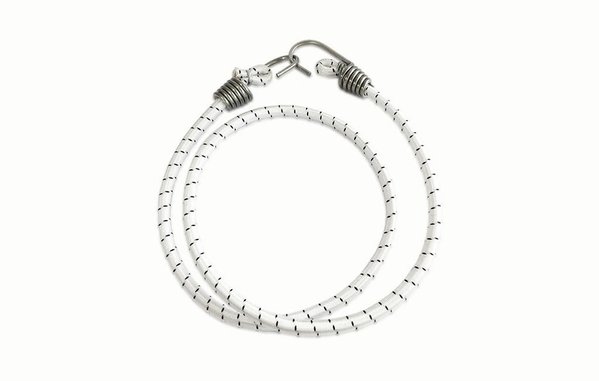 Shockcord / Elastiek | 8 mm | Wit | 2 RVS Spinhaken | 100 cm Shockcord / Elastiek | 8 mm | Wit | 2 RVS Spinhaken | 100 cm