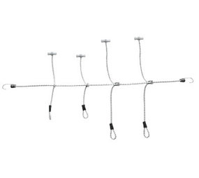 Shockcord / Elastiek | Grootzeilbinder RVS Spinhaken| 8 mm | Wit | Lussen met Nylon Knevels | 300 cm Shockcord / Elastiek | Grootzeilbinder RVS Spinhaken| 8 mm | Wit | Lussen met Nylon Knevels | 300 cm