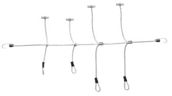 Shockcord / Elastiek | Grootzeilbinder RVS Spinhaken | 10 mm | Wit | Lussen met Nylon Knevels | 300 cm Shockcord / Elastiek | Grootzeilbinder RVS Spinhaken | 10 mm | Wit | Lussen met Nylon Knevels | 300 cm