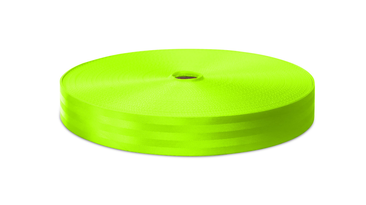 Veiligheidsgordelband / Autogordelband | 5-Baans geweven | Fluorescerend Groen | 48 mm