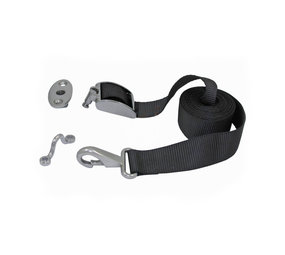 Marinetech Dekhouder met uitneembare klemgesp | RVS |  Spanband 25 mm x 230 cm | met musketonhaak & beugel Marinetech Dekhouder met uitneembare klemgesp | RVS |  Spanband 25 mm x 230 cm | met musketonhaak & beugel